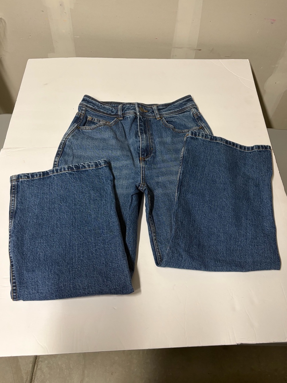 Sezane Le Crop Wide Leg Blue Rigid Denim Jeans - Picture 4 of 11